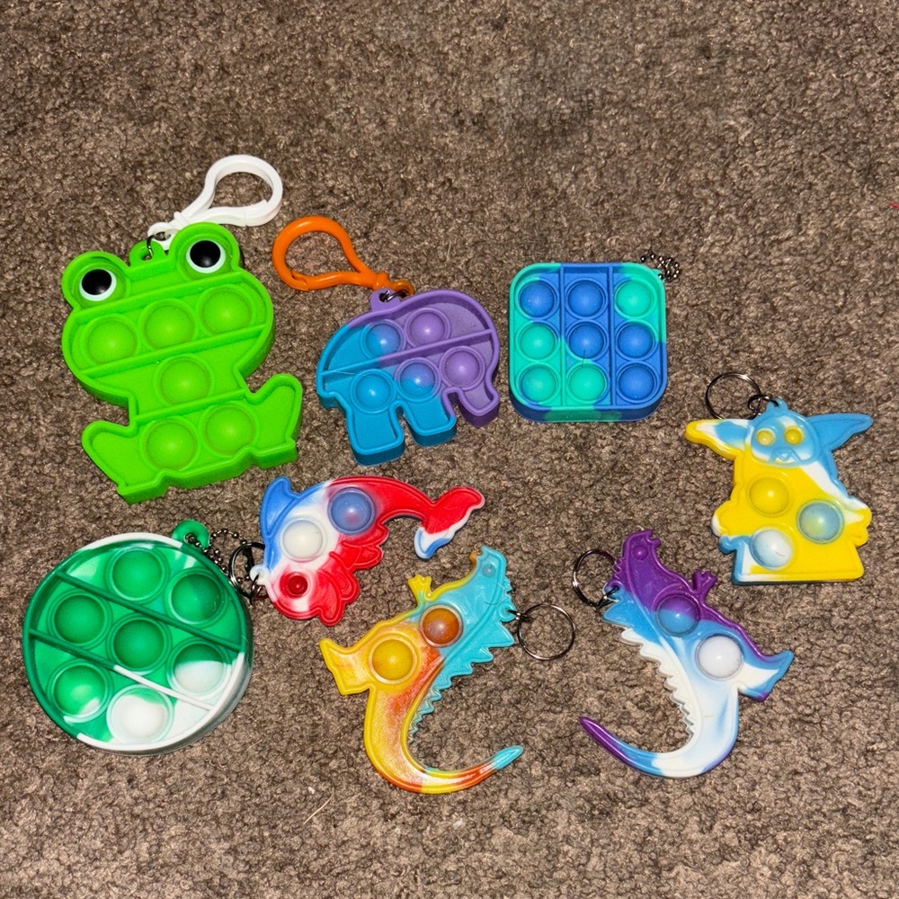 Vibrant Animal Fidget Keychain Set